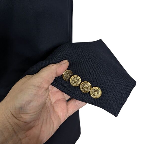 Club Room By Charter Club 40R Navy Blue Wool Gold Button Blazer Preppy Old Money - Picture 14 of 14